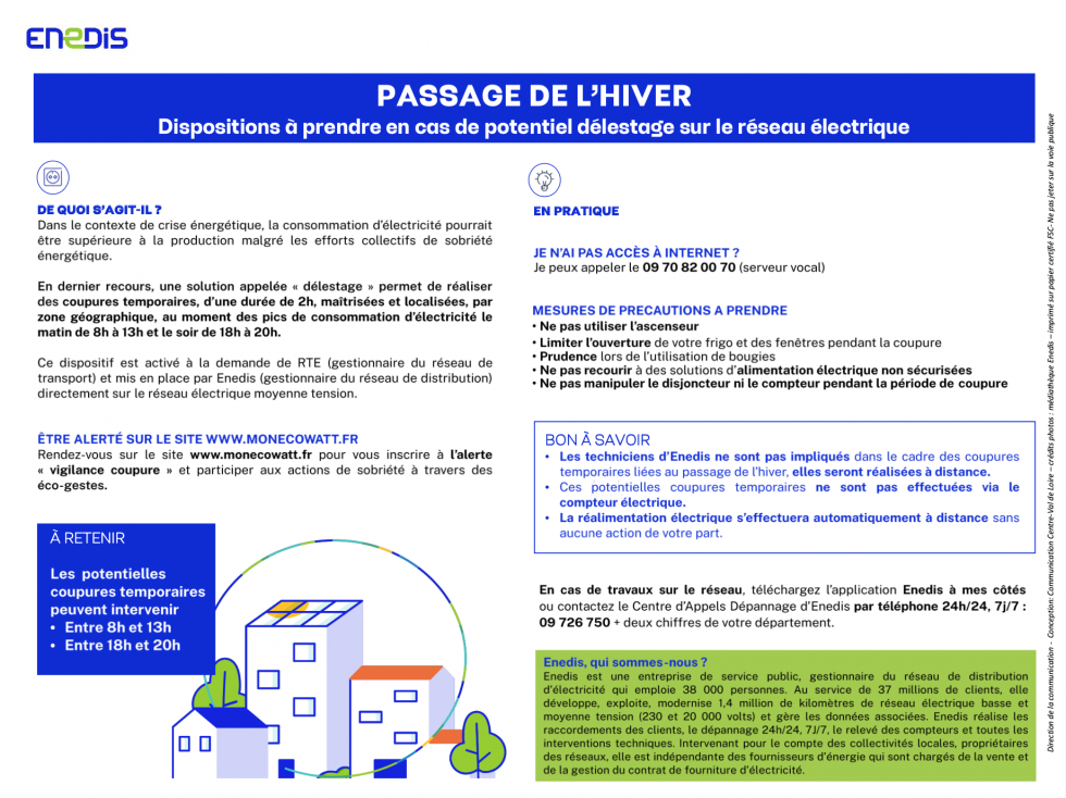 Délestage Enedis Mairie de Lacaze